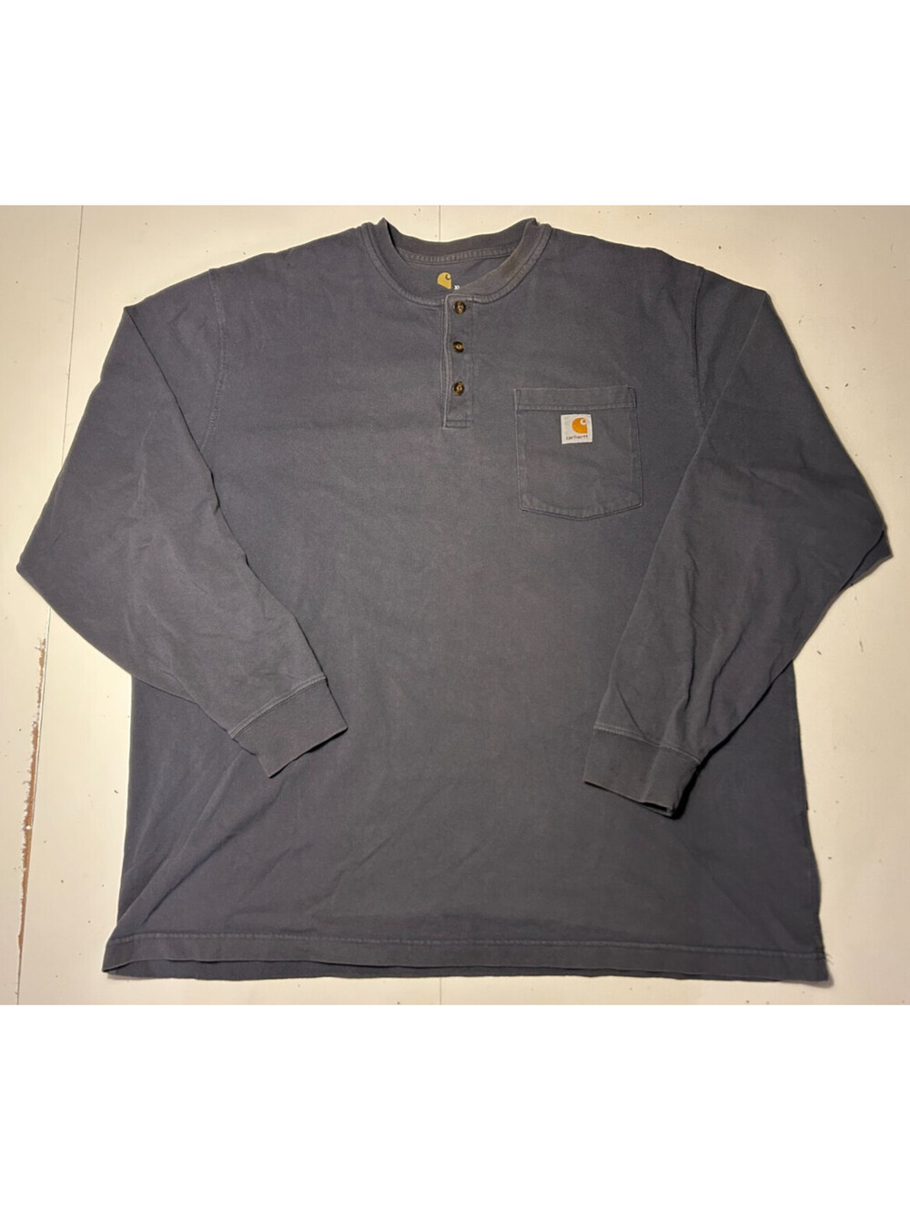 Carhartt Mens Gray Original Fit Henley Pocket Long Sleeve Shirt XL